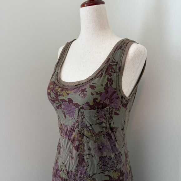 Danza Olive Green Purple Floral Dress - Picture 2 of 6